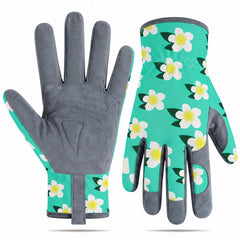 Baidast Gardening Gloves for Women in green and yellow, front view