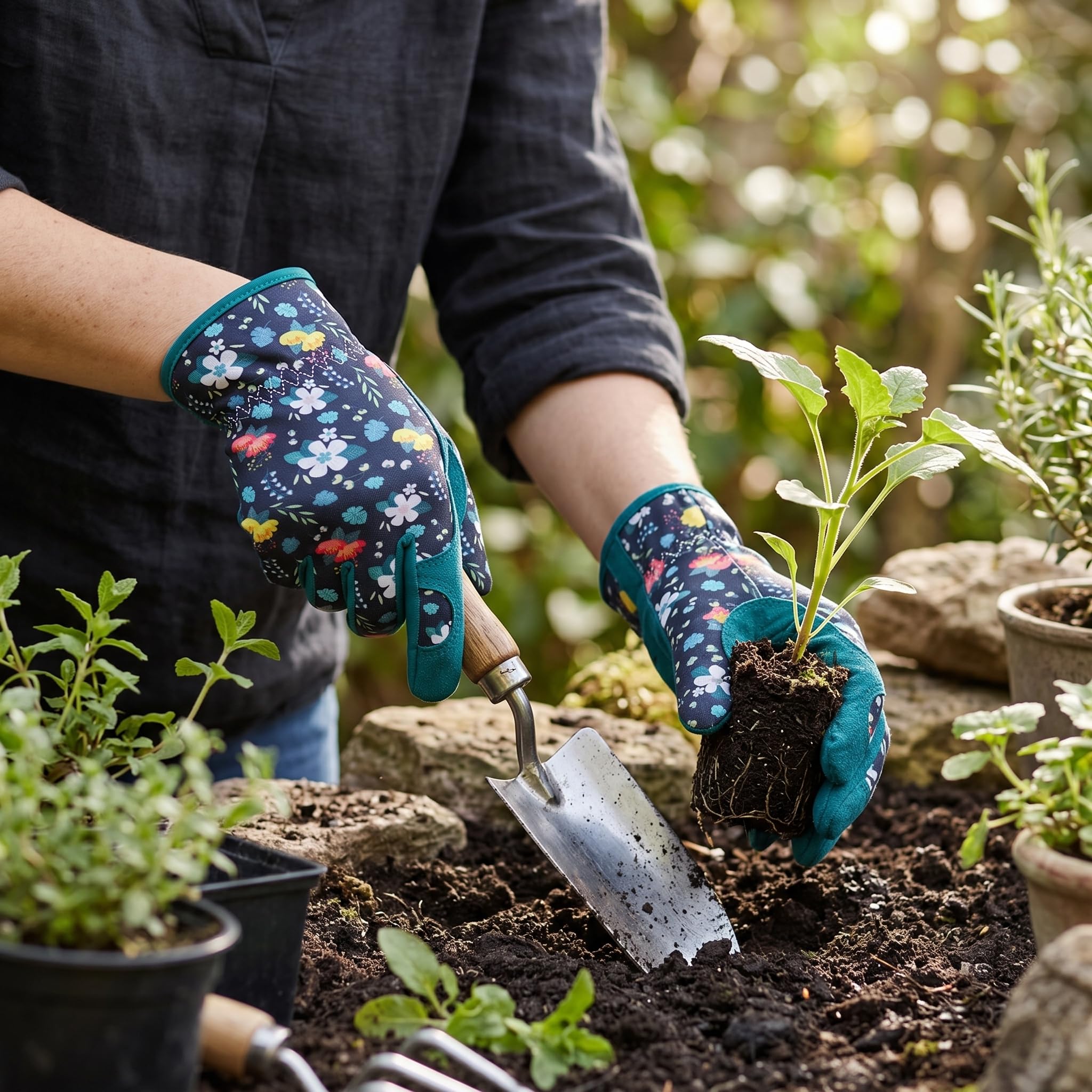 Baidast Gardening Gloves for Women, side view showcasing grip