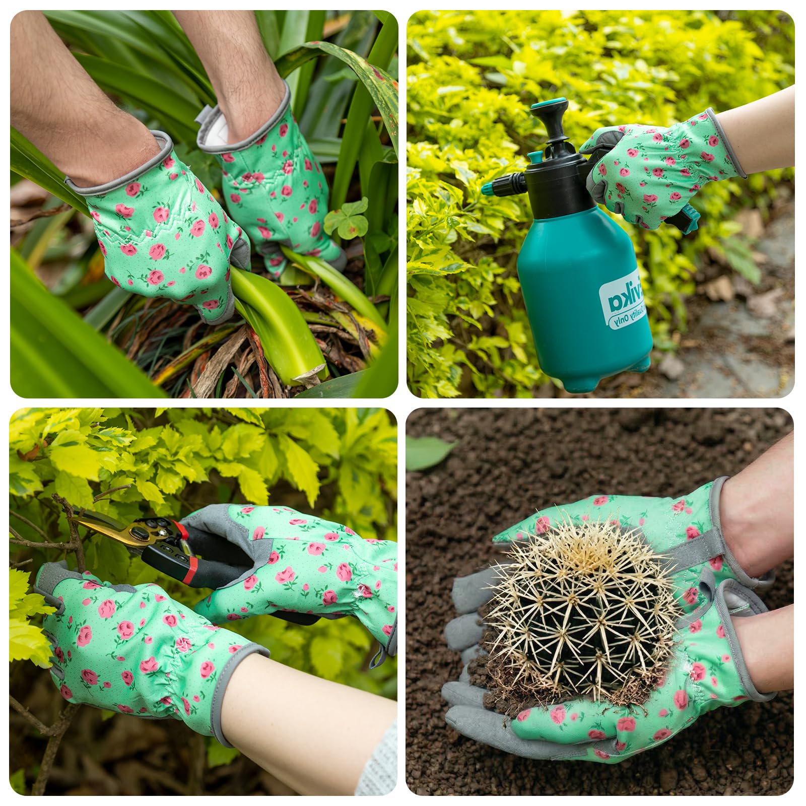 Baidast Gardening Gloves with floral pattern close-up