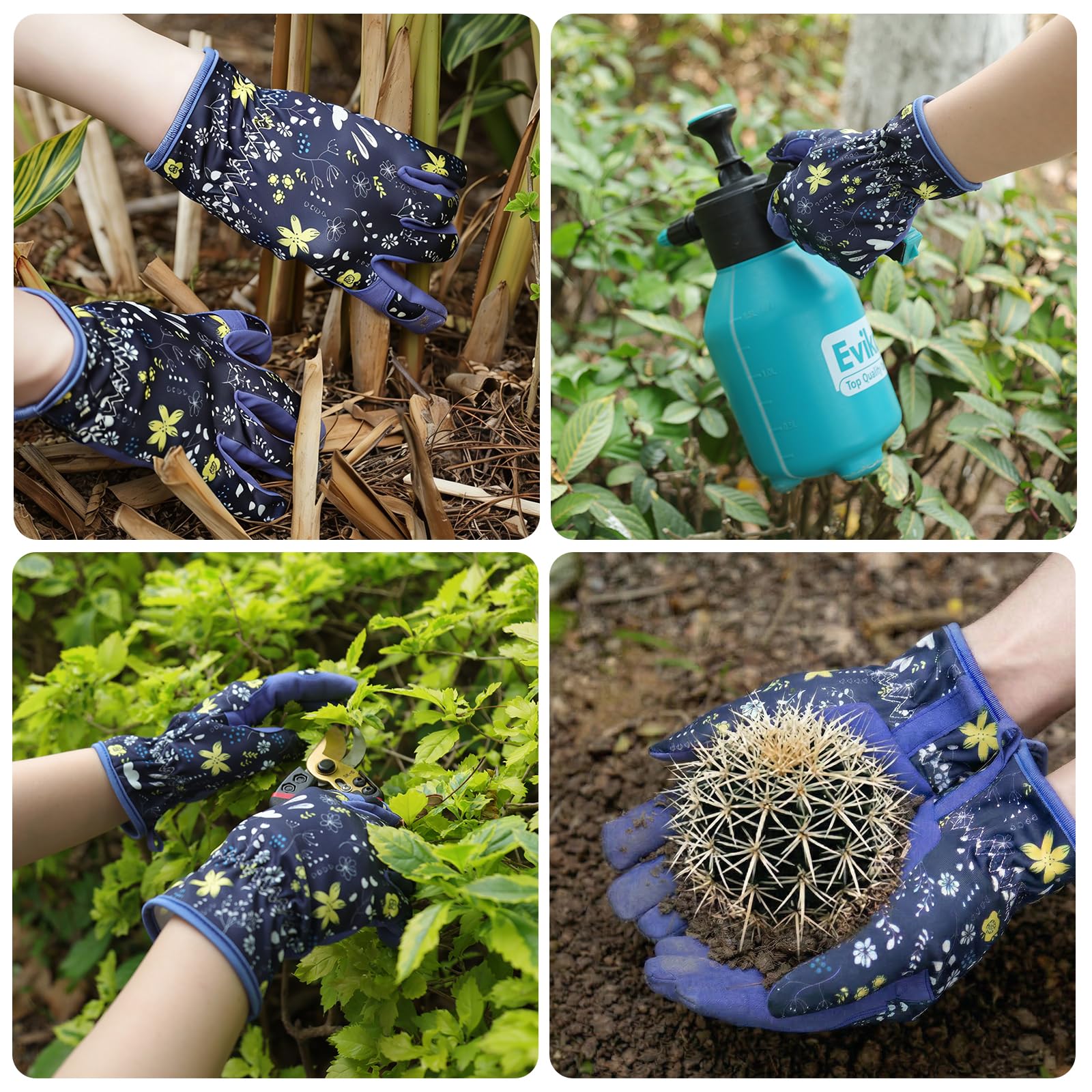 Baidast Gardening Gloves with tools in a garden setting