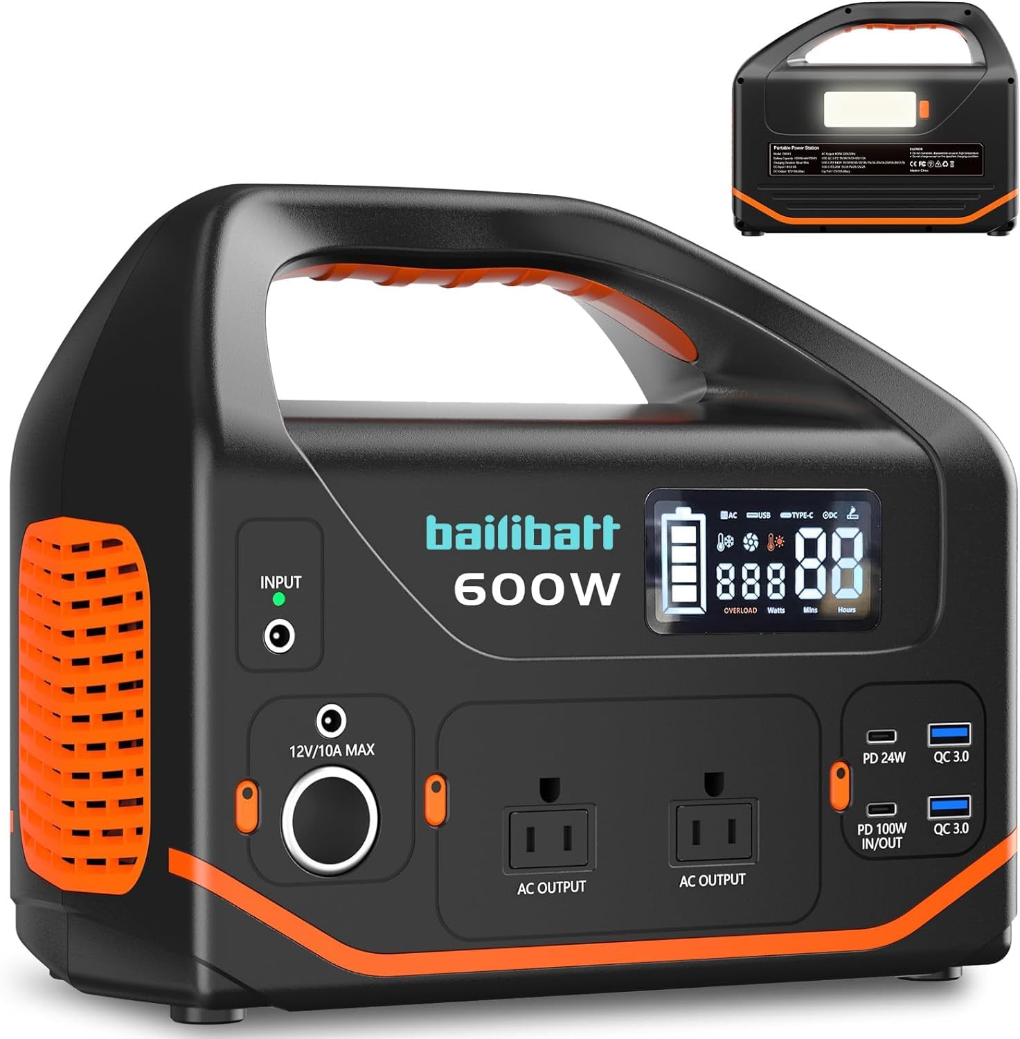 bailibatt Portable Power Station 600W front view