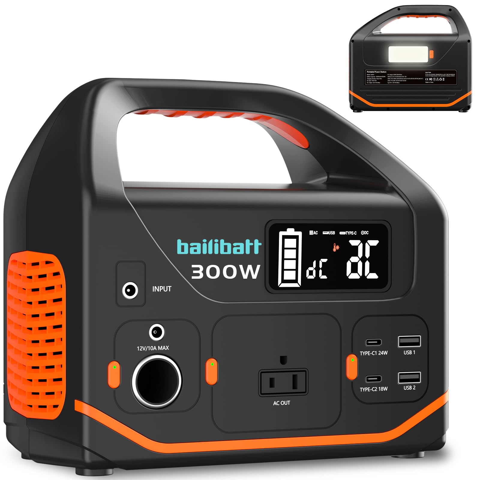 bailibatt Portable Power Station front view in white
