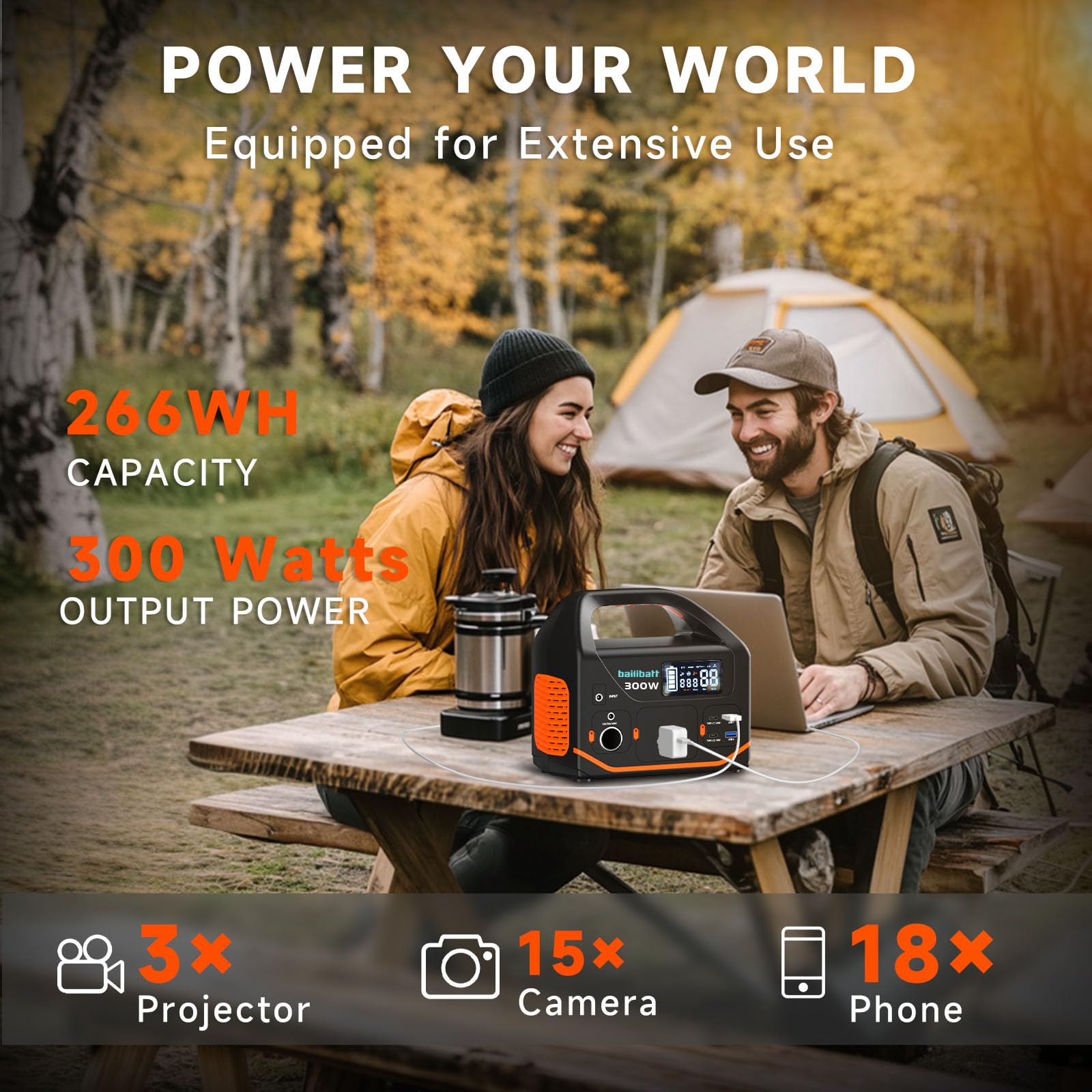bailibatt Portable Power Station LCD screen displaying battery level