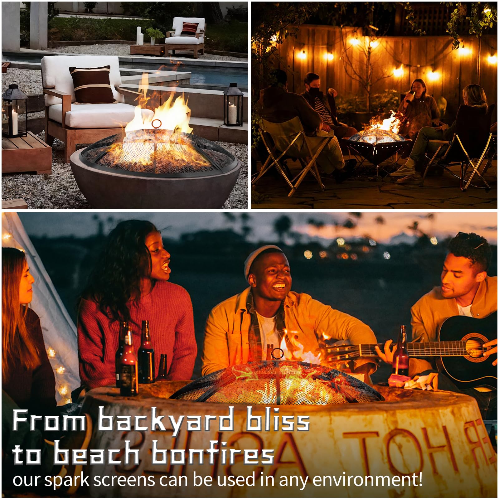 Baitedelai fire pit spark screen showing mesh construction