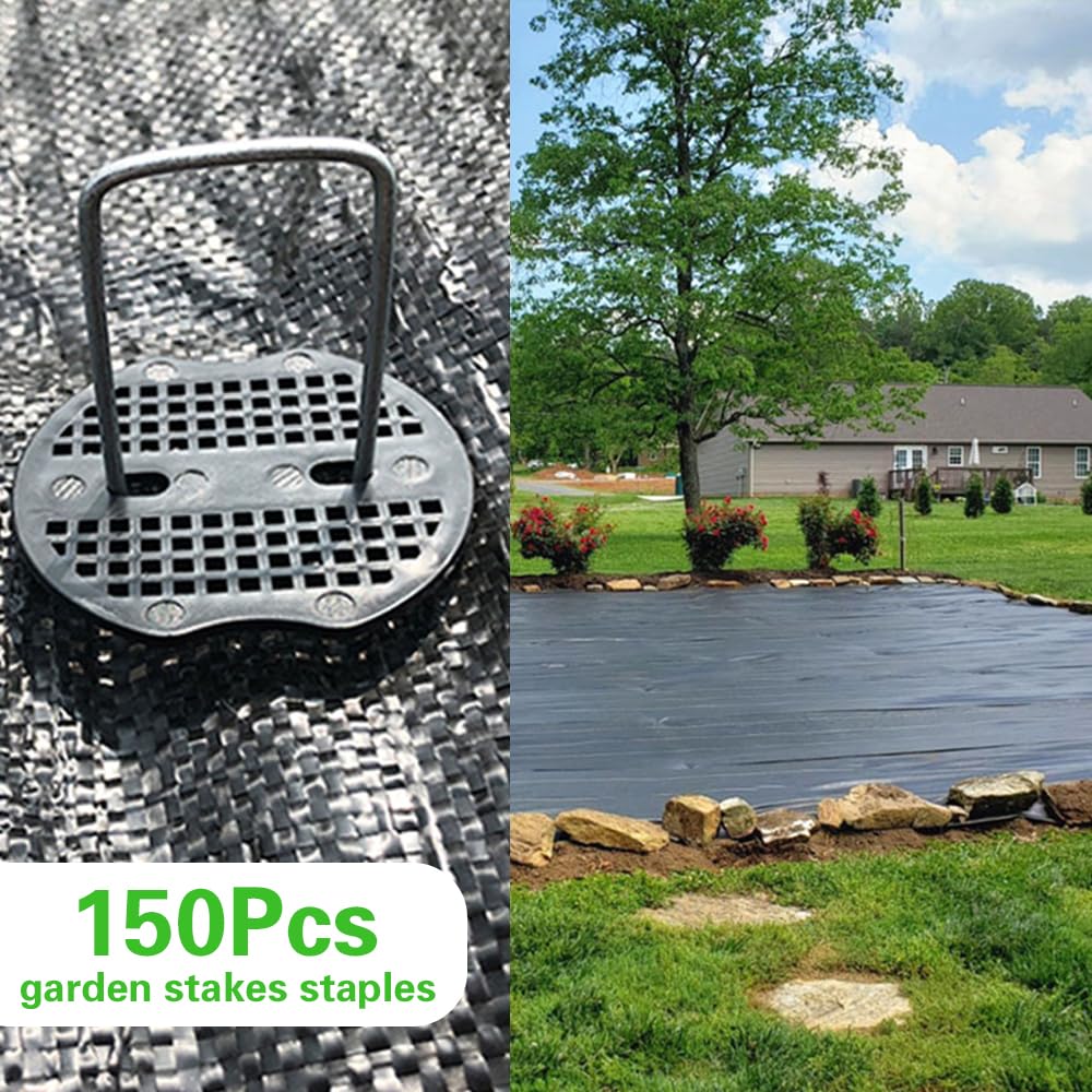 Bakulyor garden stakes alongside landscape fabric