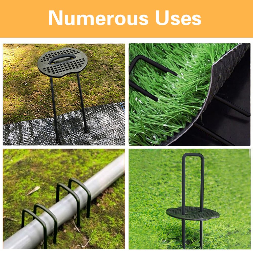 Bakulyor landscape staples in use securing garden fabric