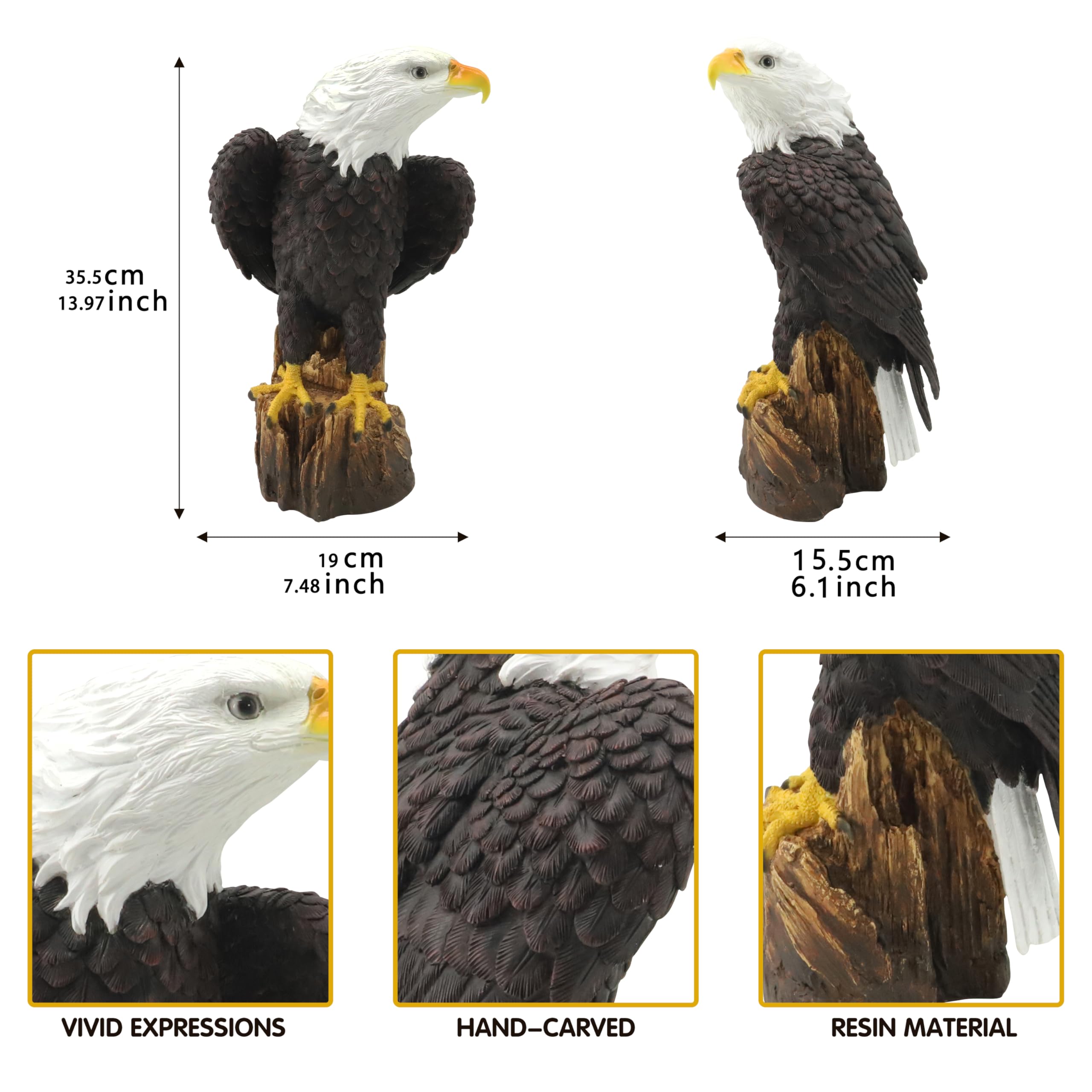 Bald Eagle Statue highlighting vibrant colours and craftsmanship