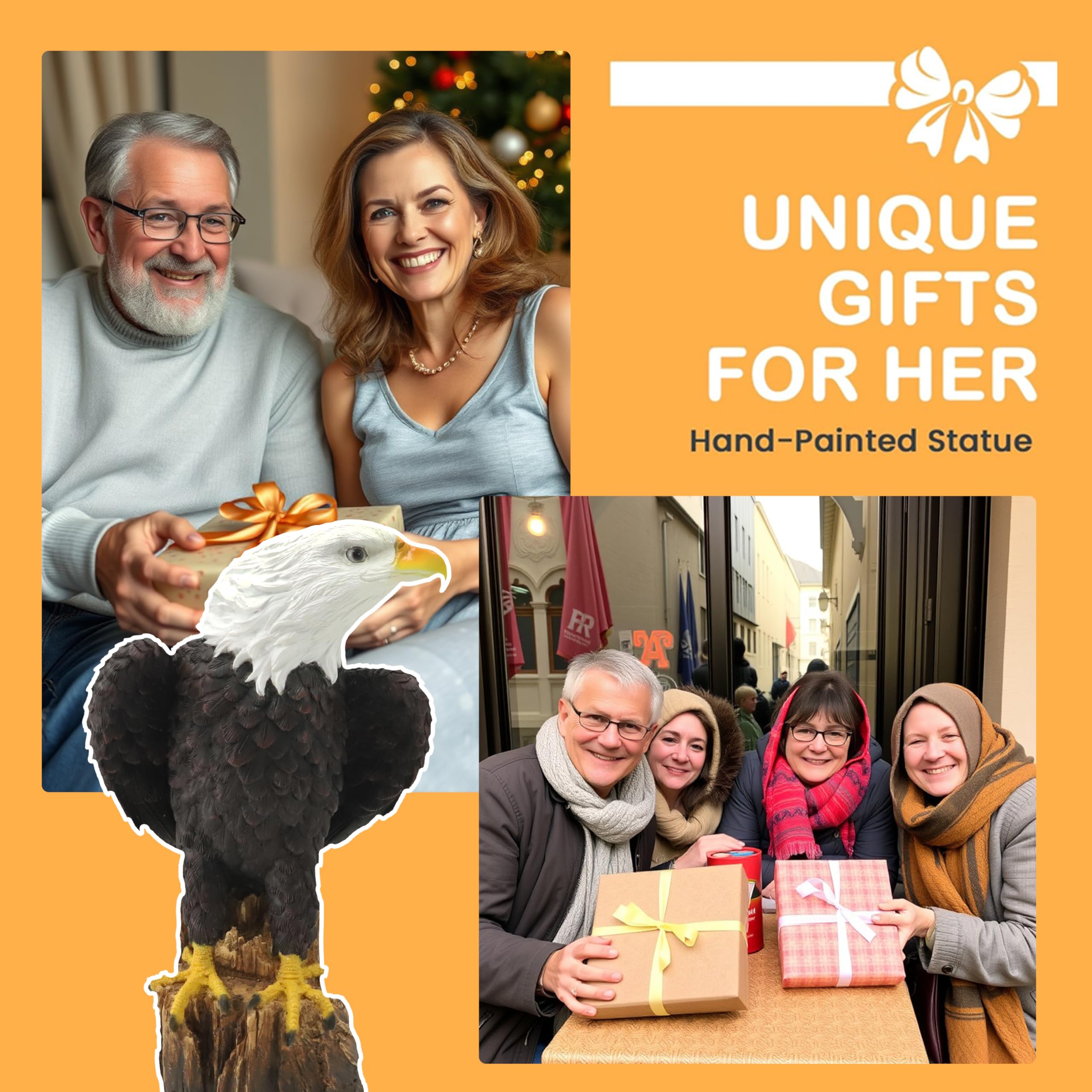 Bald Eagle Statue positioned on a mantelpiece indoors