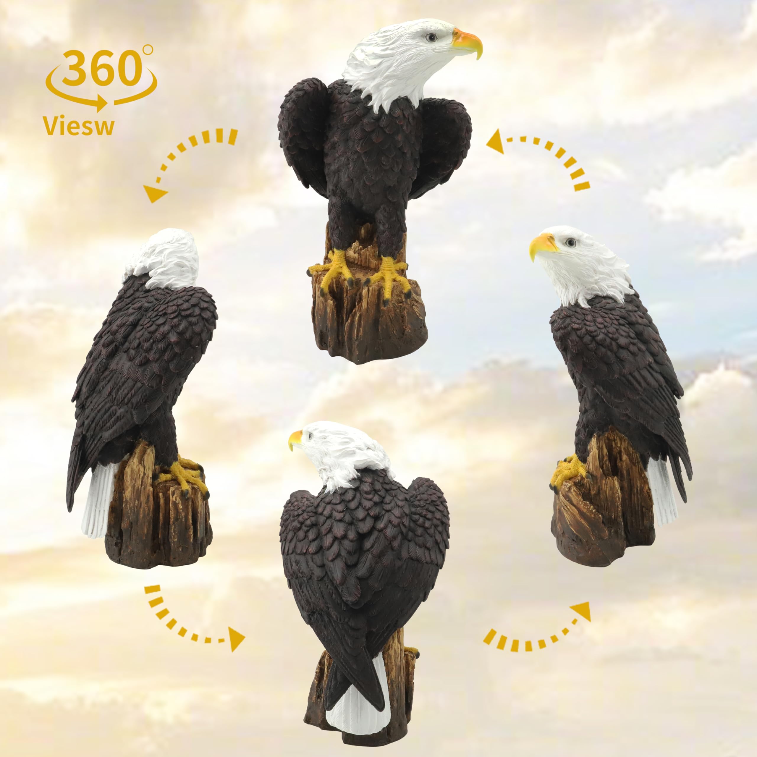 Bald Eagle Statue with detailed feather textures