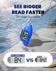 Baldr Pool Thermometer side view illustrating solar panel