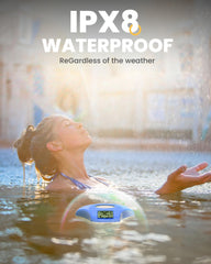 Baldr Solar Digital Pool Thermometer showing waterproof feature