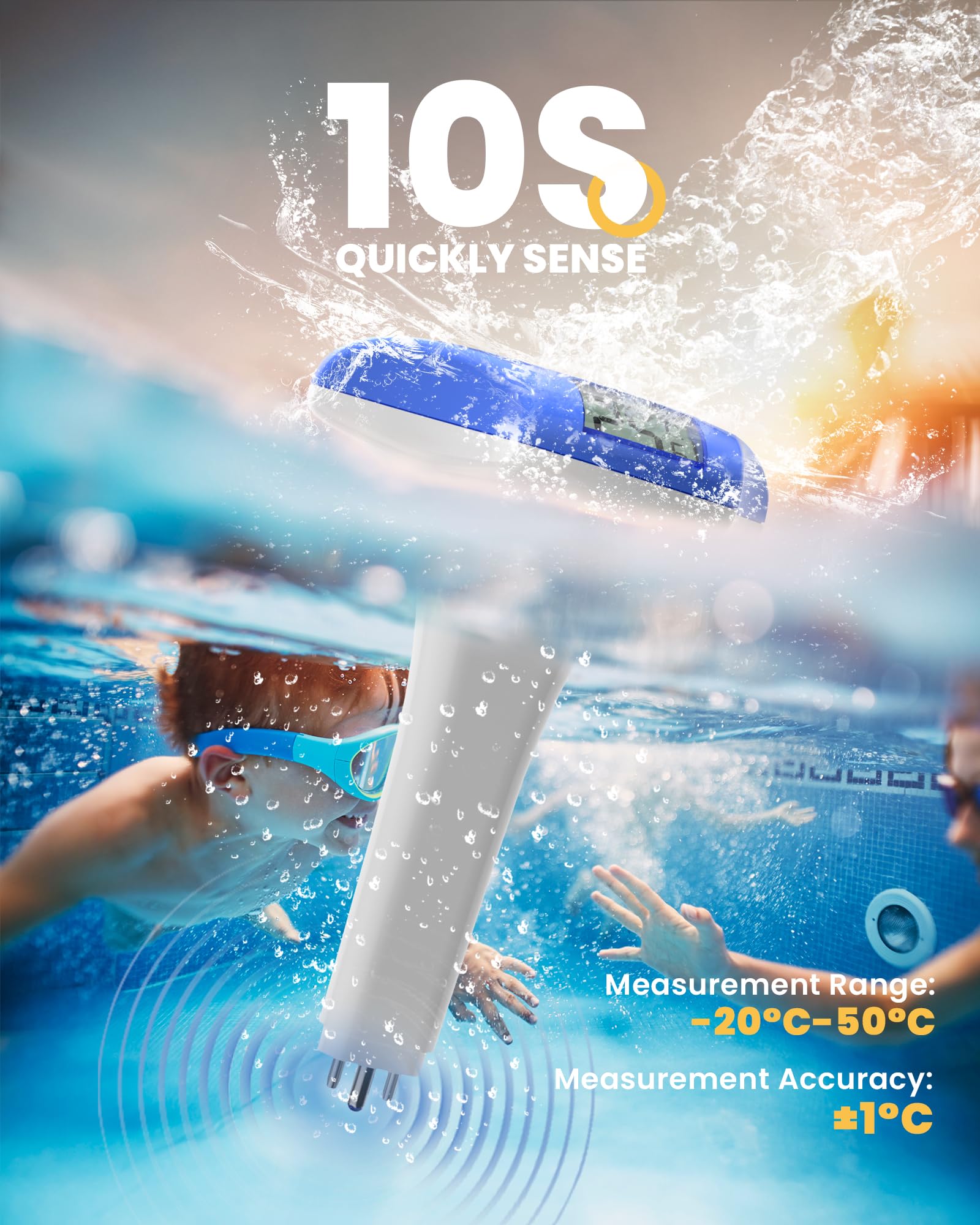 Baldr Solar Digital Pool Thermometer with solar panel close-up