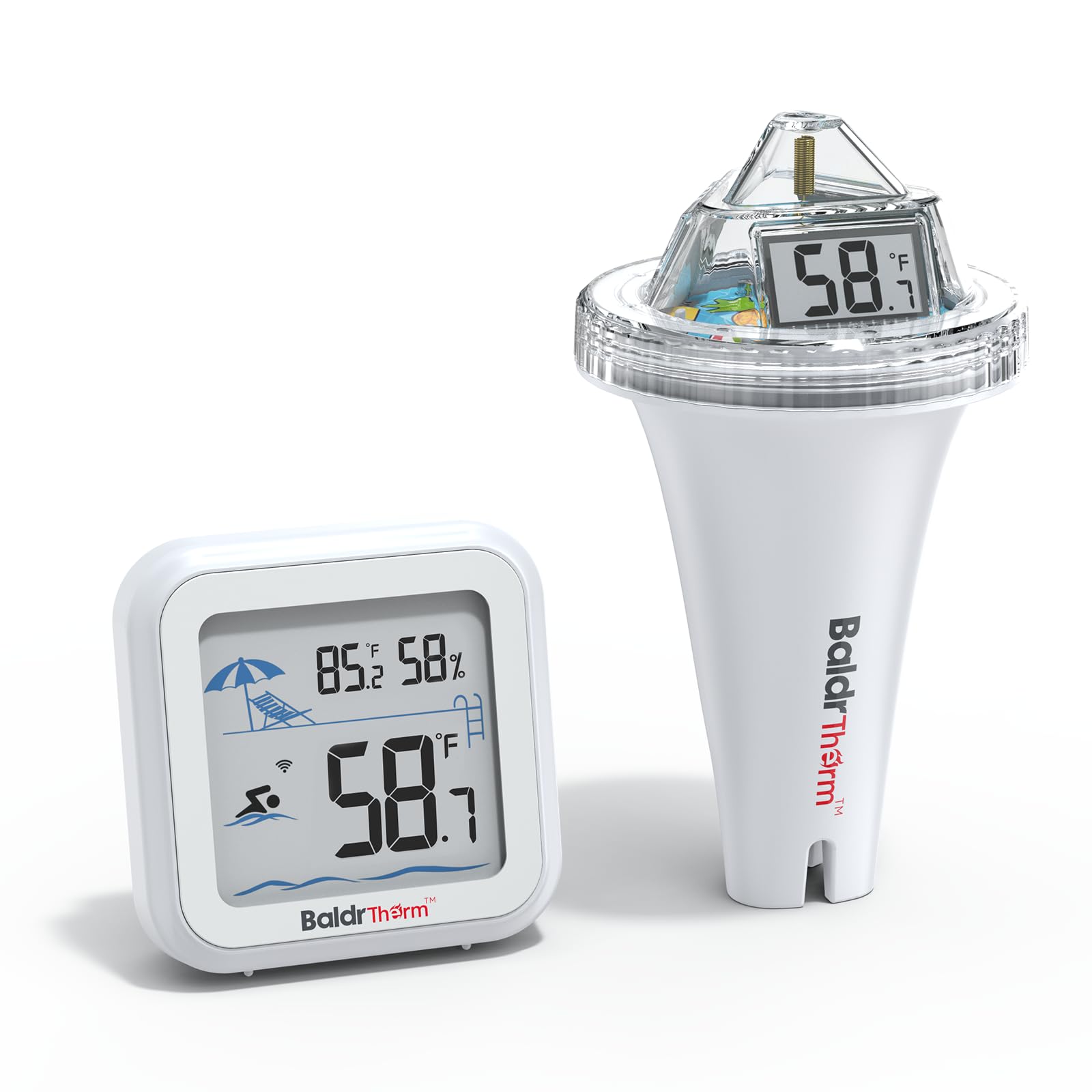 BaldrTherm Digital Floating Pool Thermometer front view