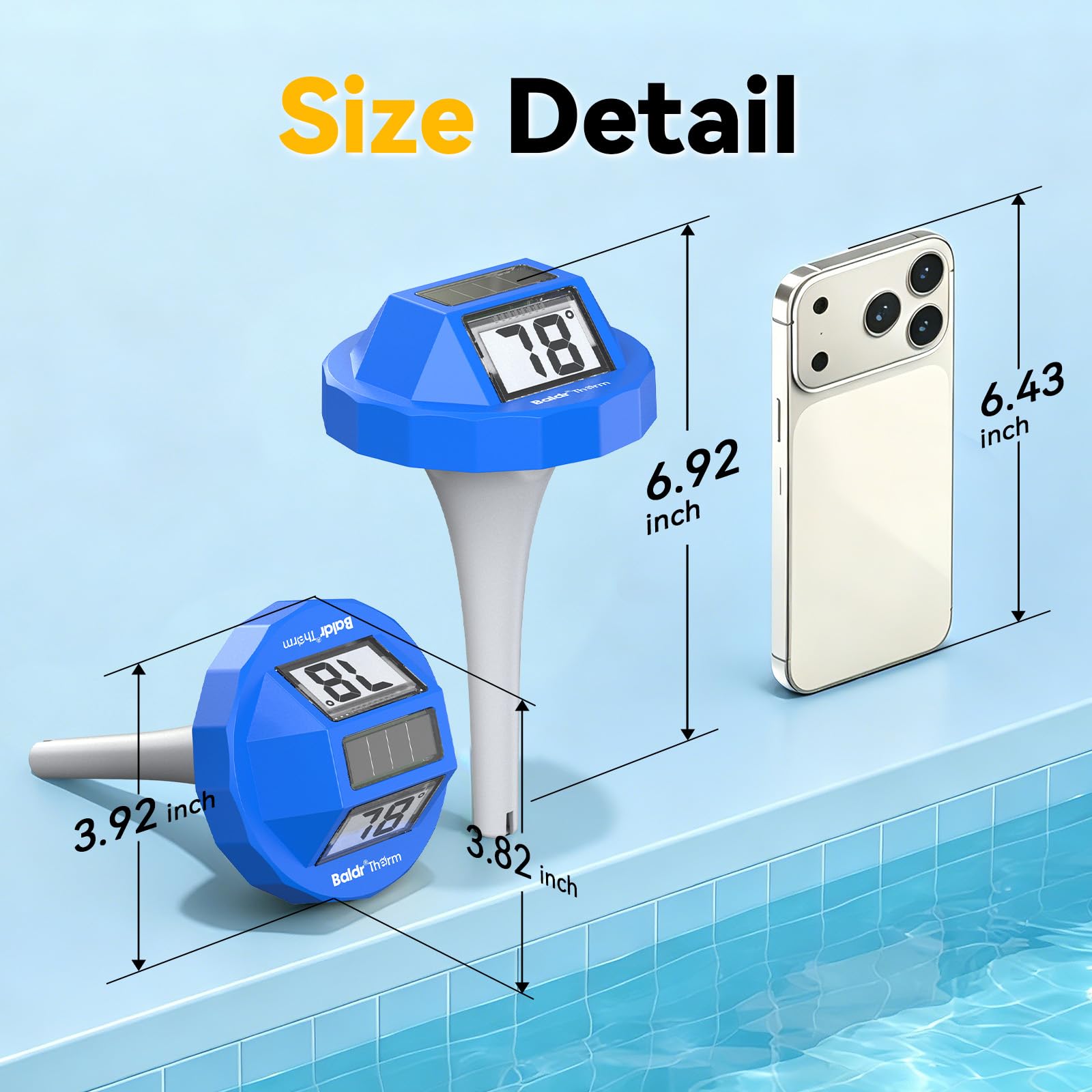 BaldrTherm Pool Thermometer with Celsius and Fahrenheit options