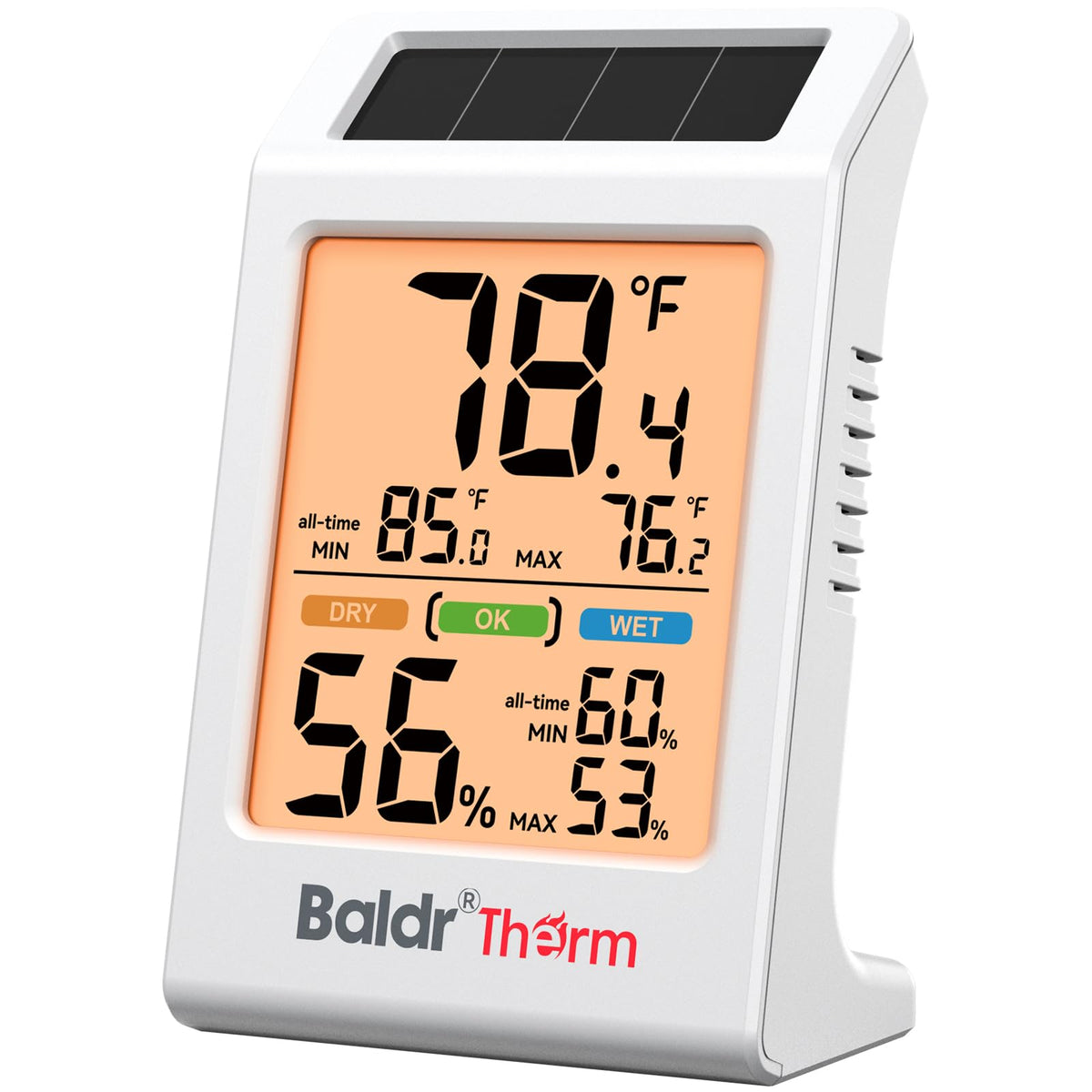 BaldrTherm Room Thermometer front view with 3.2 inch display
