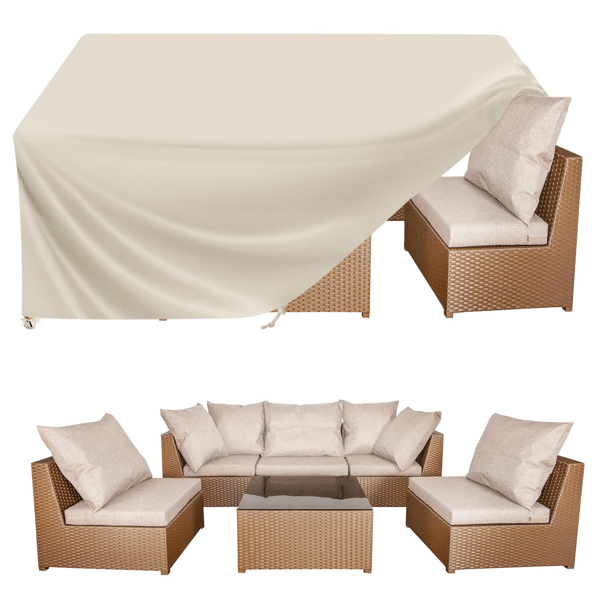 BALEINE Patio Furniture Cover beige front view