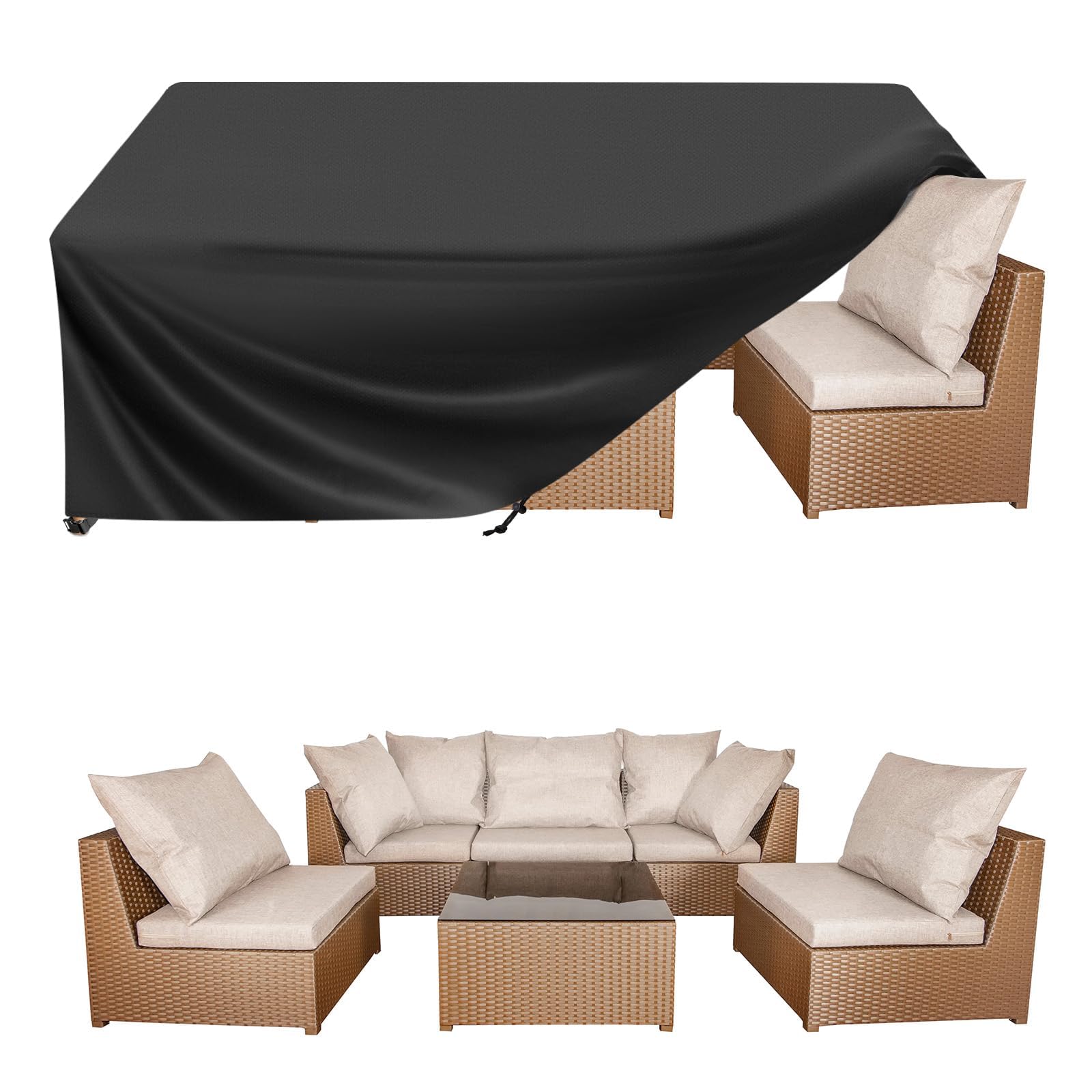BALEINE patio furniture cover black 108"L front view