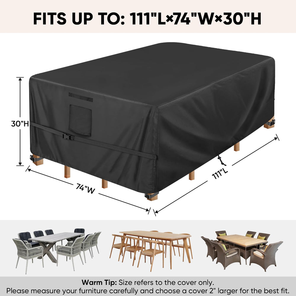 BALEINE Patio Furniture Cover black with adjustable straps