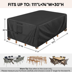 BALEINE Patio Furniture Cover black with adjustable straps