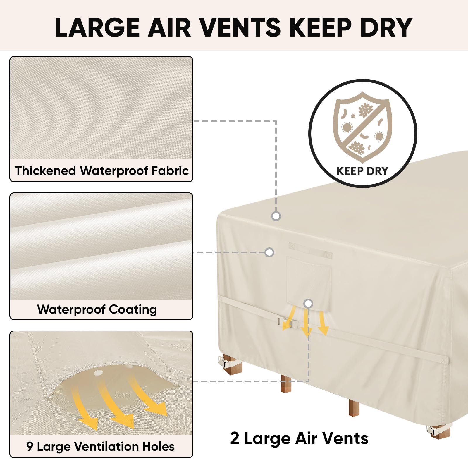 BALEINE Patio Furniture Cover breathable vents close-up