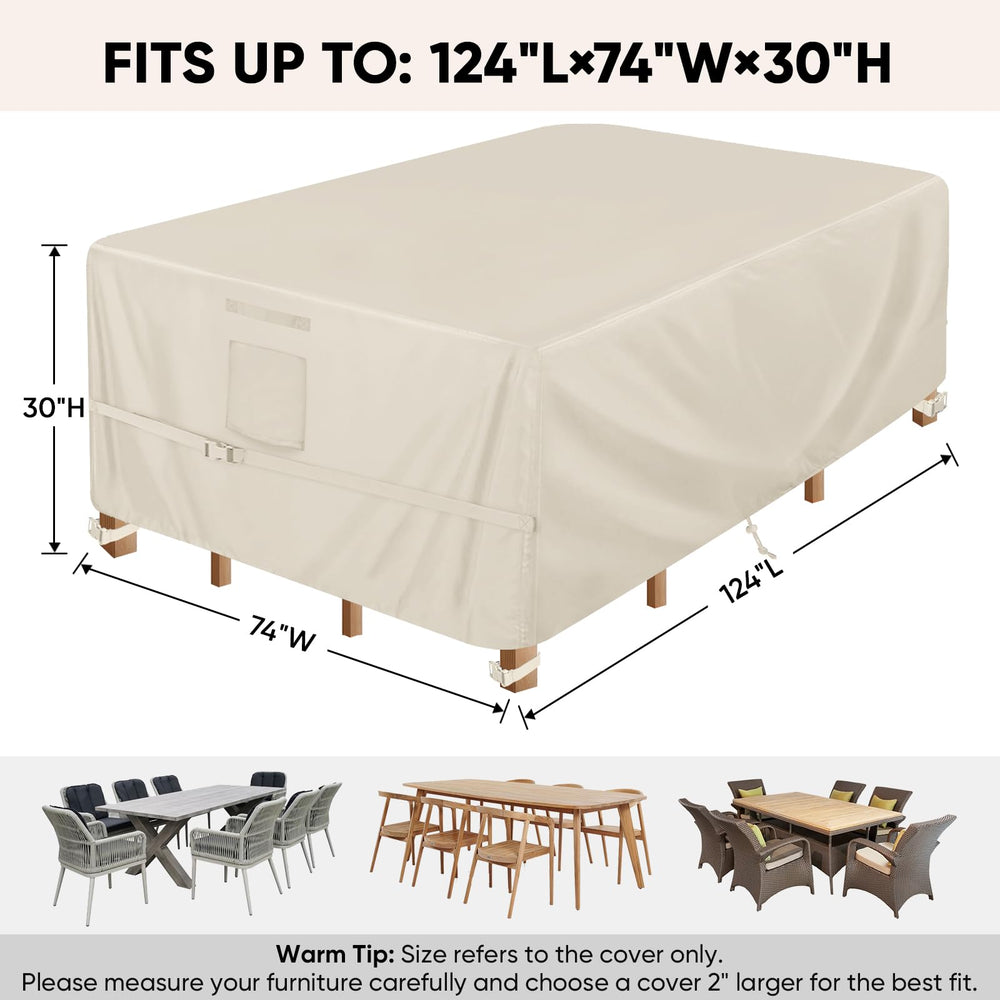 BALEINE Patio Furniture Cover side view showing adjustable straps