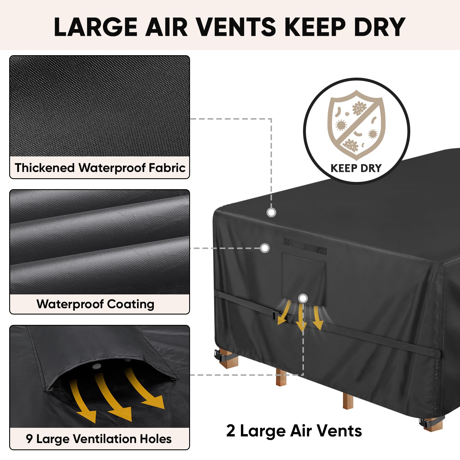 BALEINE patio furniture cover with airflow vents
