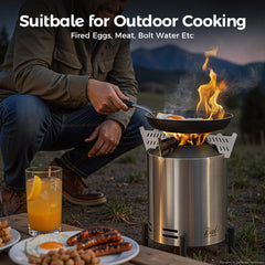BALI OUTDOORS Tabletop Fire Pit cooking on the stove rack