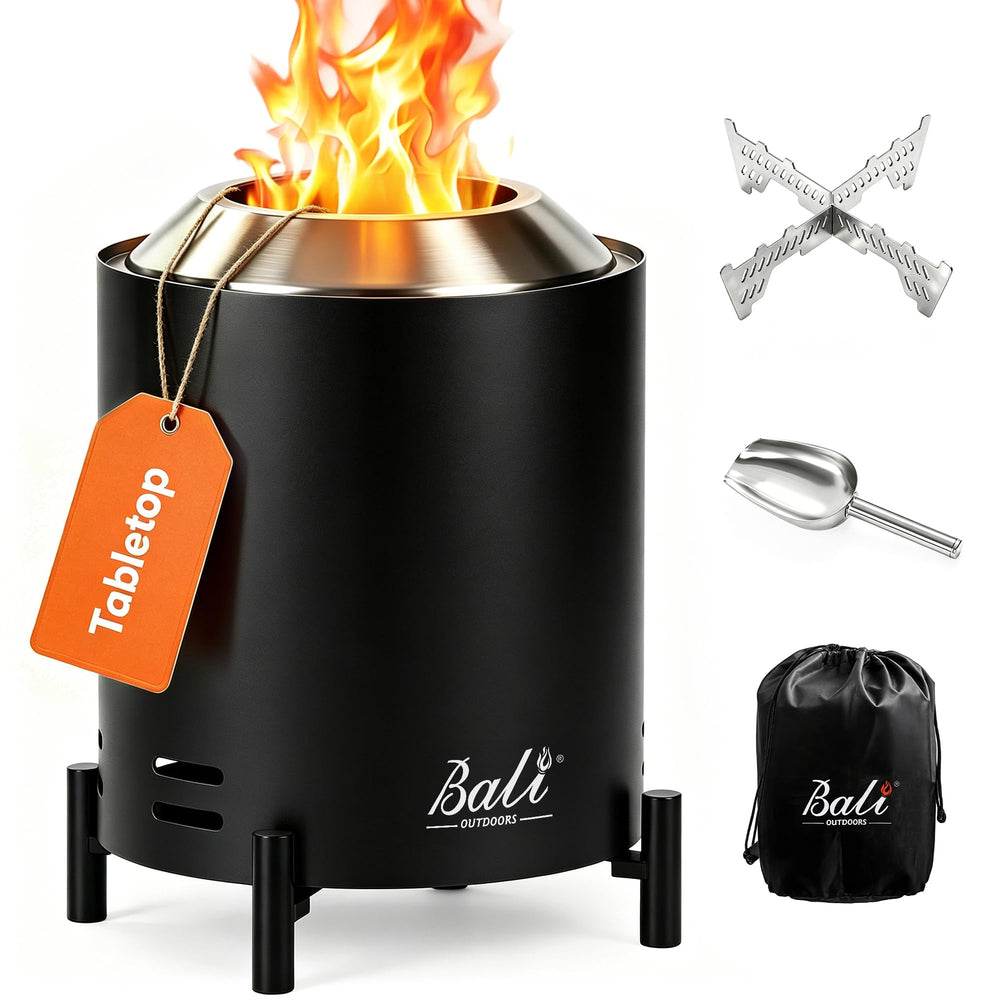BALI OUTDOORS Tabletop Fire Pit front view with woven flame