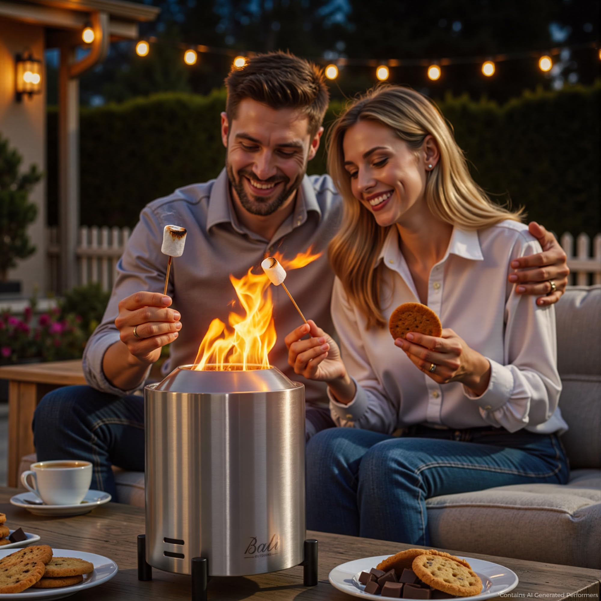 BALI OUTDOORS Tabletop Fire Pit with fuel pellets and wood