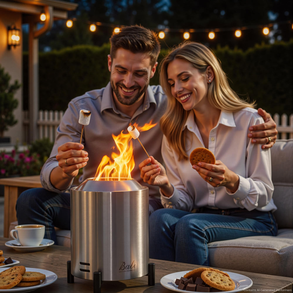BALI OUTDOORS Tabletop Fire Pit with fuel pellets and wood
