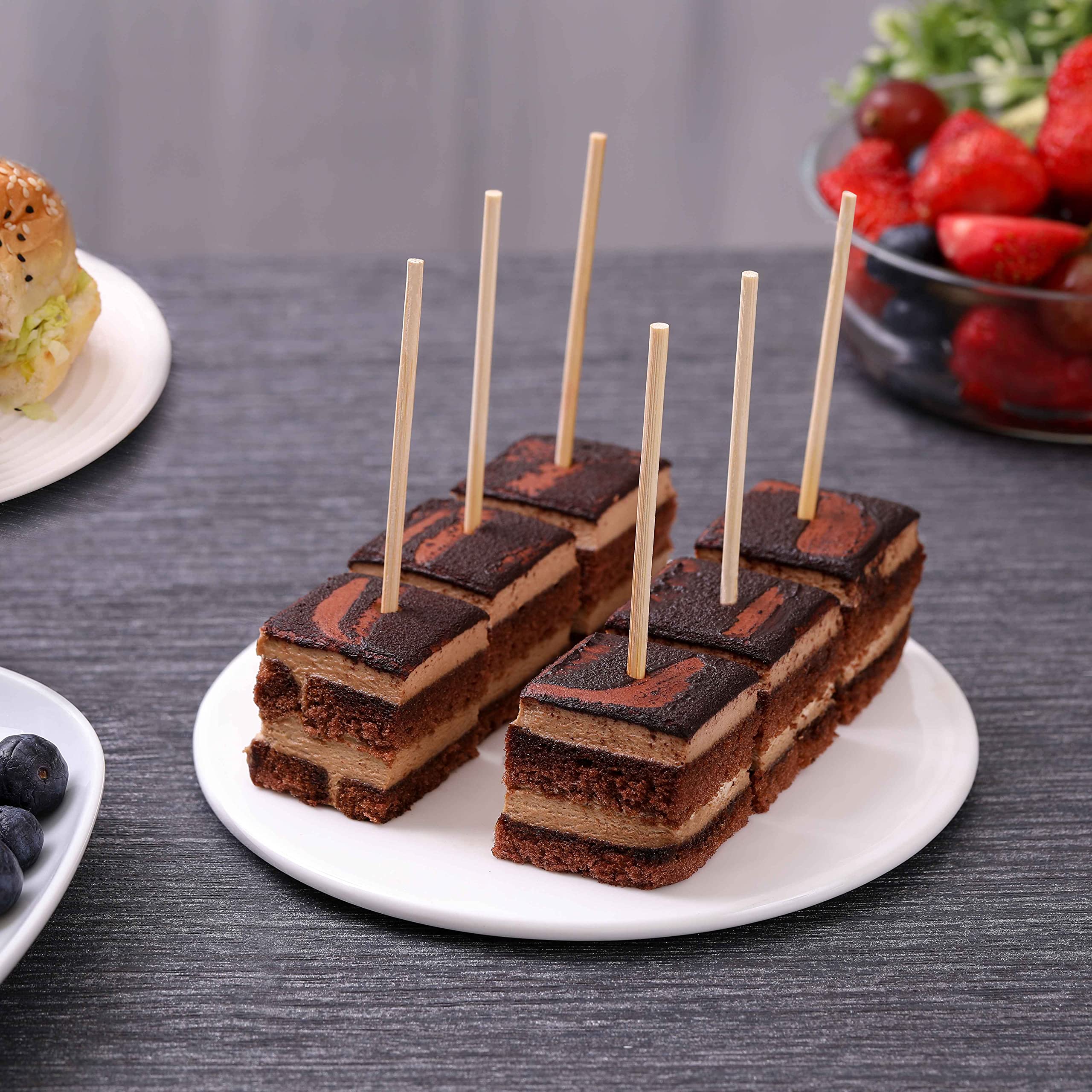 Bamboo skewers used for kebabs and fruit appetizers