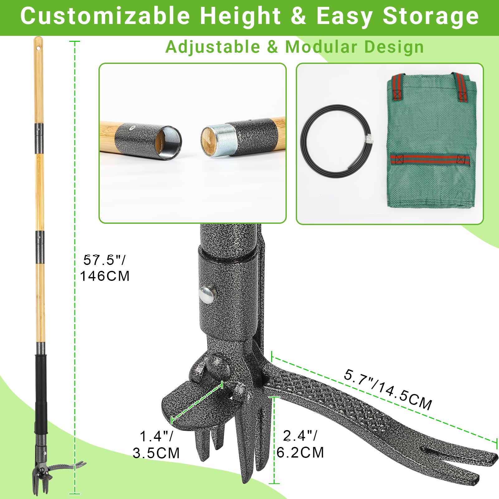 Bamda Weed Puller Tool showcasing the 4-claw steel head