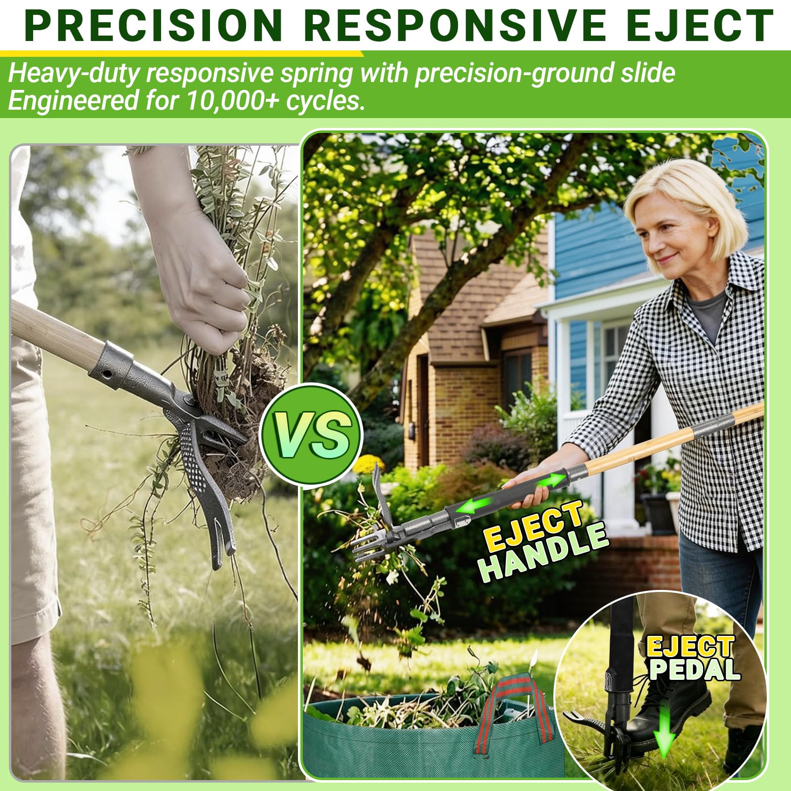 Bamda Weed Puller Tool with instruction manual and leaf bag
