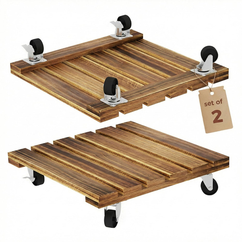 Bamworld 12-inch plant caddy with wheels, front view