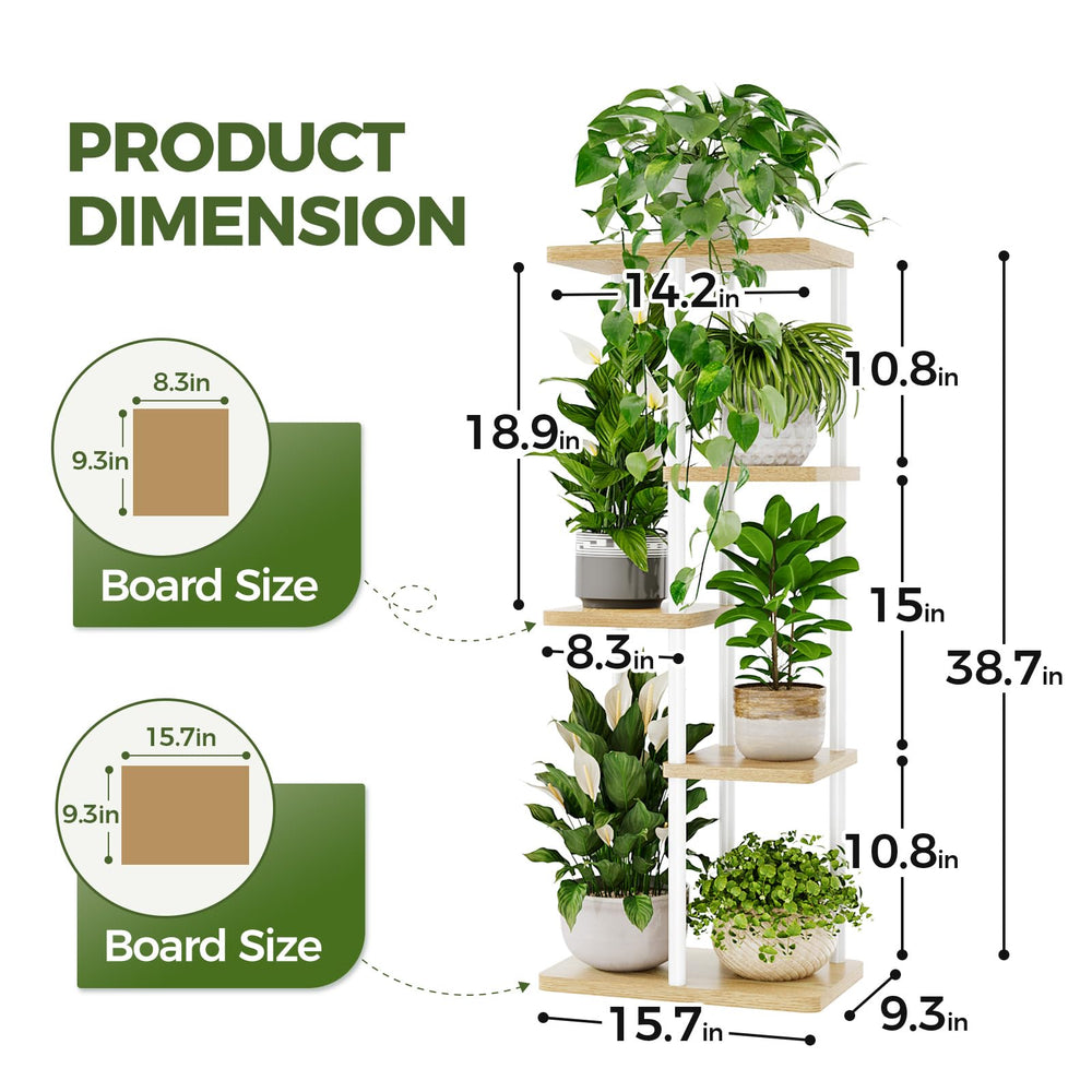 Bamworld 5 Tier Corner Plant Stand close-up of metal pipes