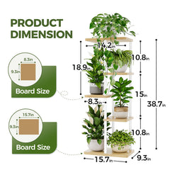 Bamworld 5 Tier Corner Plant Stand close-up of metal pipes