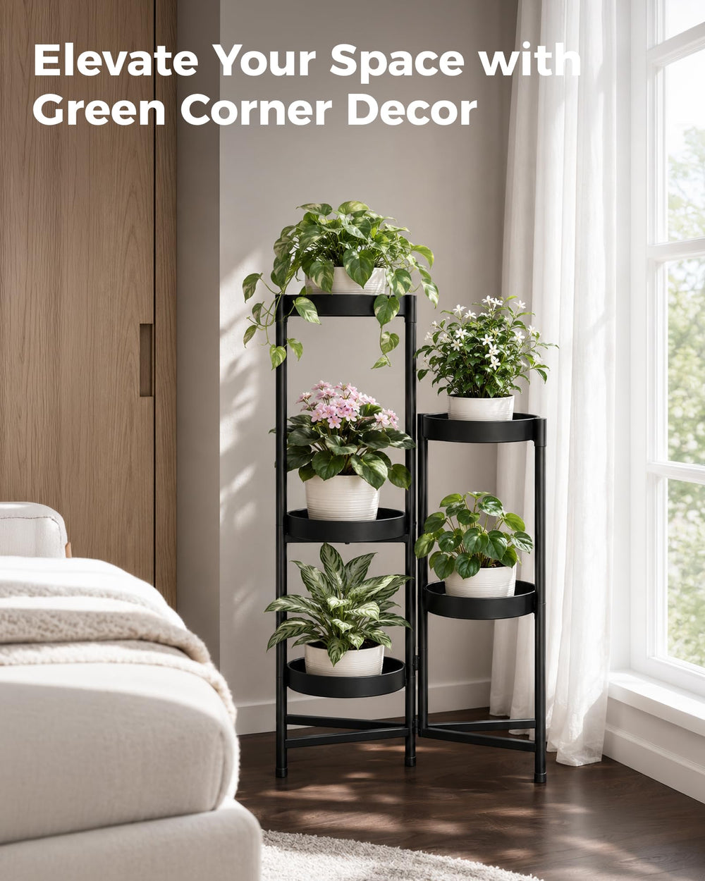 Bamworld 5 Tier Plant Stand black metal finish