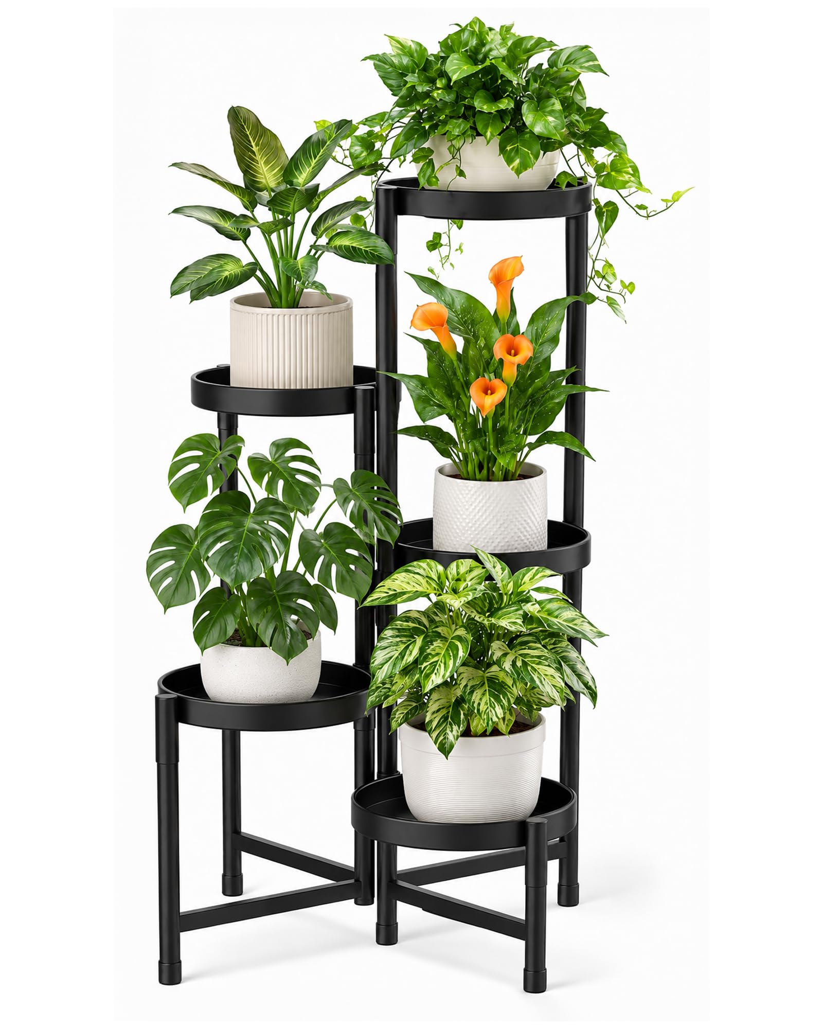 Bamworld 5 Tier Plant Stand black model front view