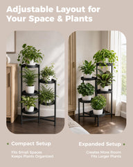 Bamworld 5 Tier Plant Stand close-up of rotating trays