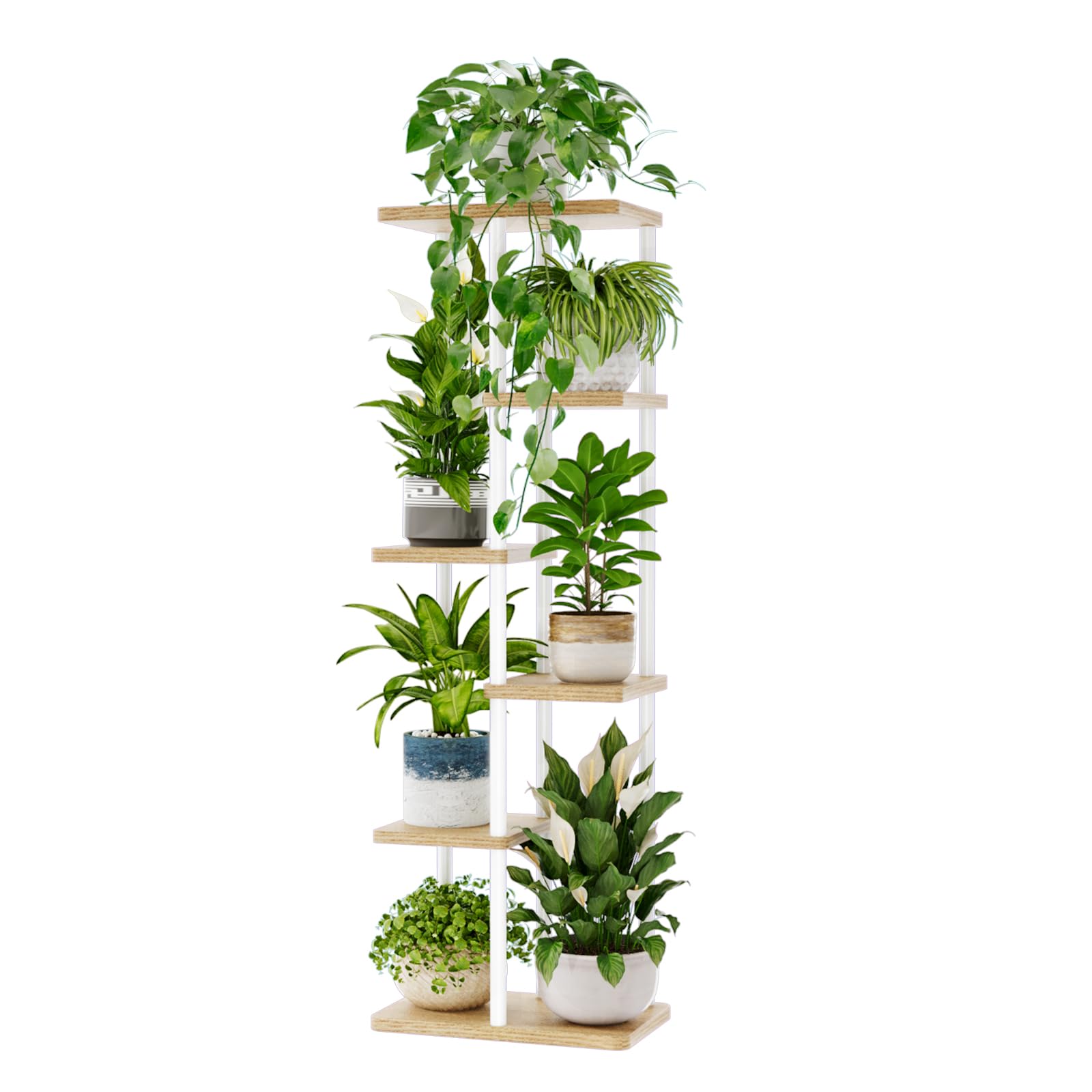 Bamworld 6 Tier Plant Stand front view in white