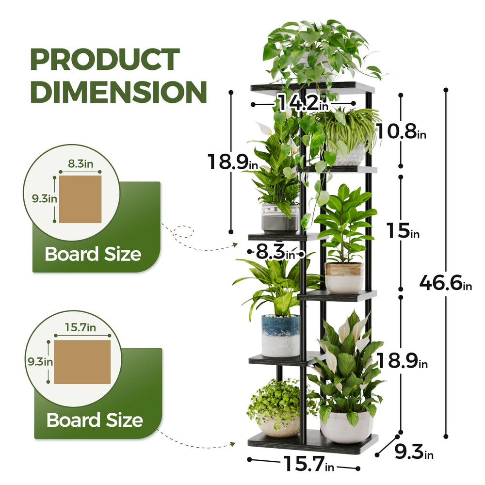 Bamworld 6 Tier Plant Stand in a patio garden setting