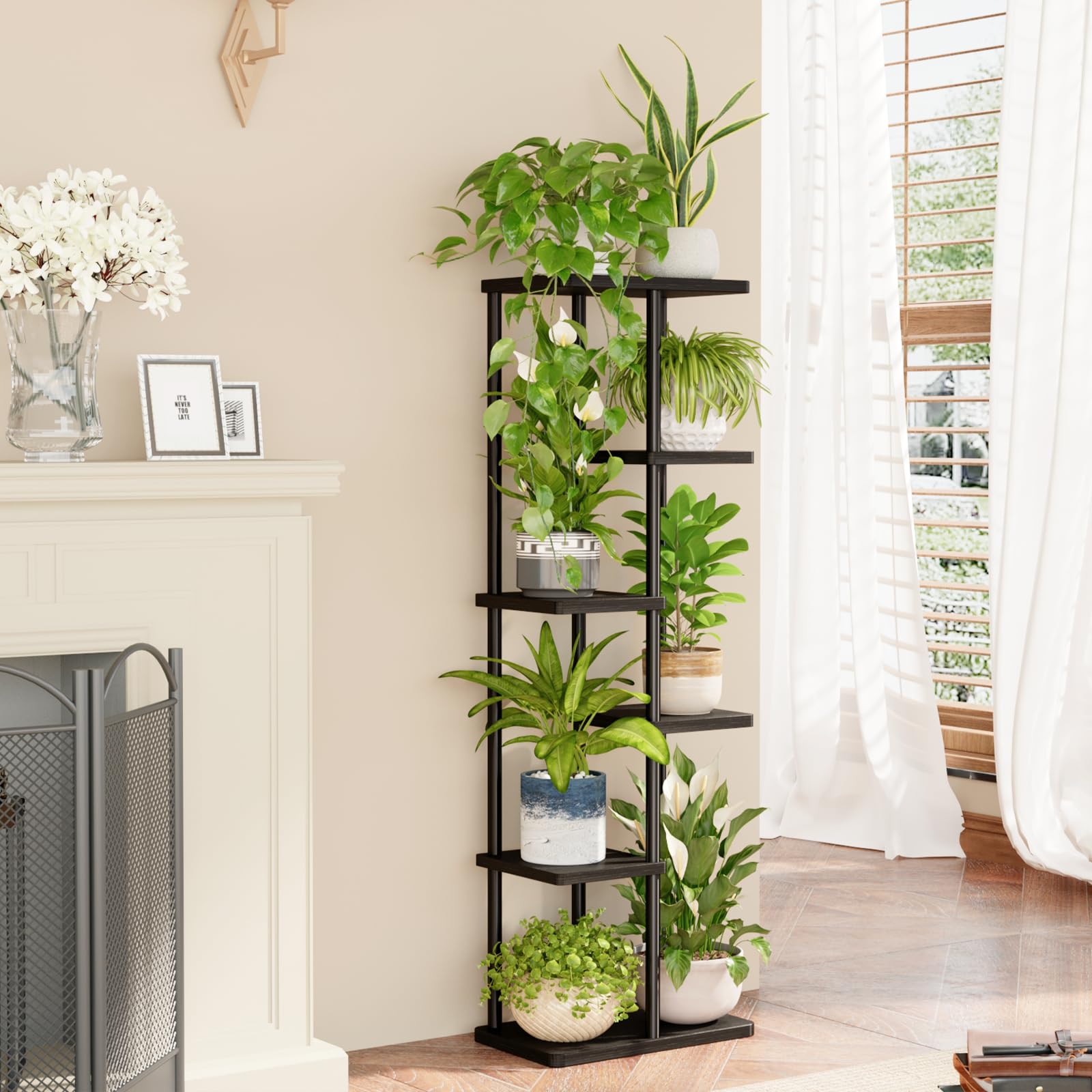 Bamworld 6 Tier Plant Stand side view showcasing tiered design