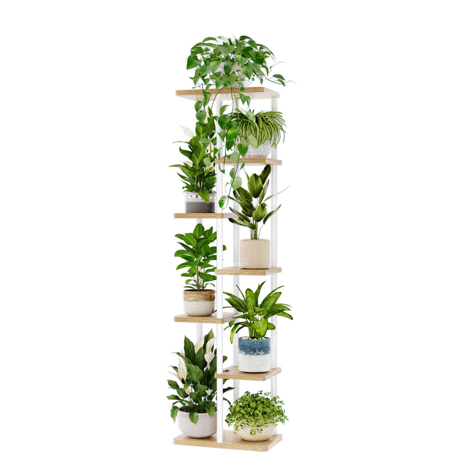 Bamworld 7-tier plant stand in white colour, front view