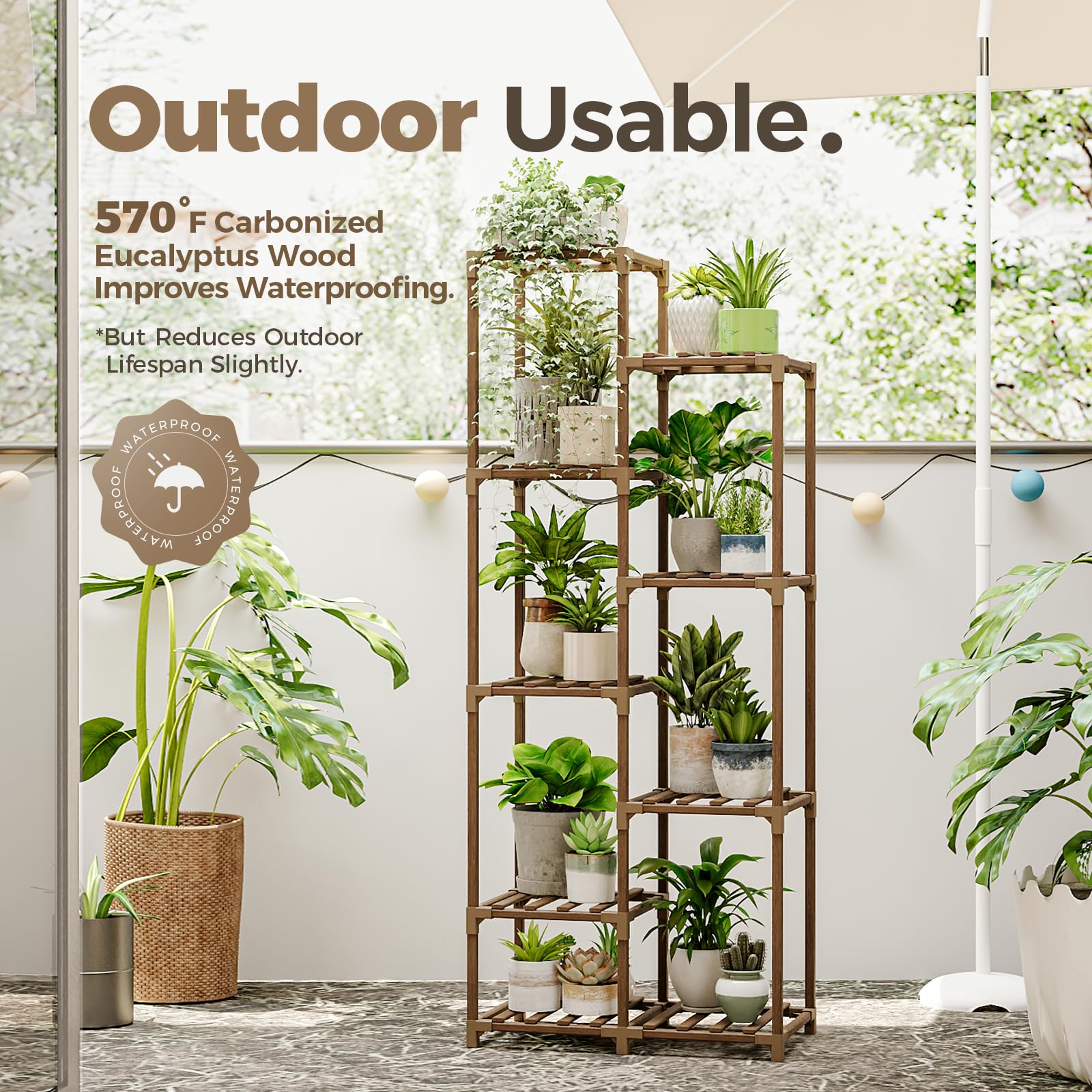 Bamworld 9 Tier Plant Stand in a living room setting