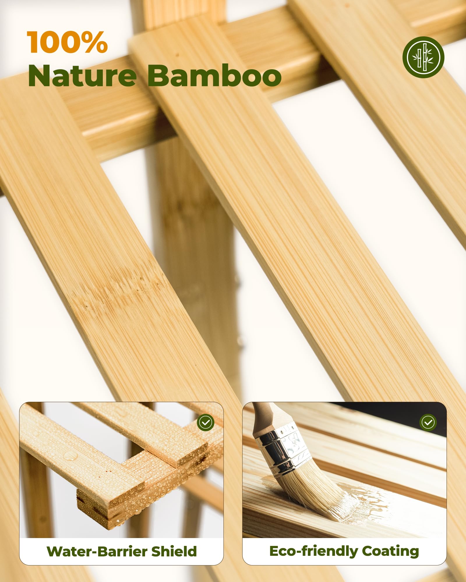 Bamworld Bamboo Plant Stand fully assembled with accessories