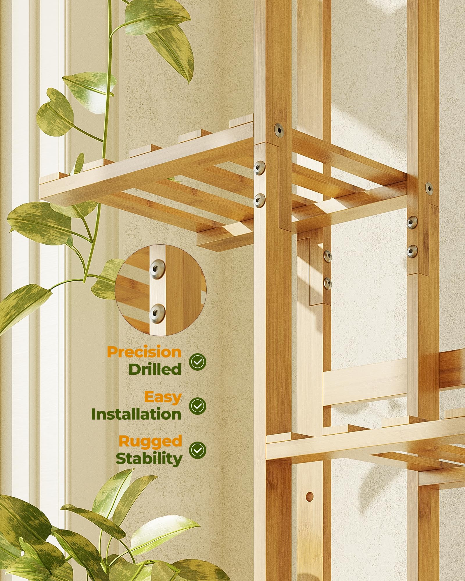 Bamworld Bamboo Plant Stand showcasing its tiered design