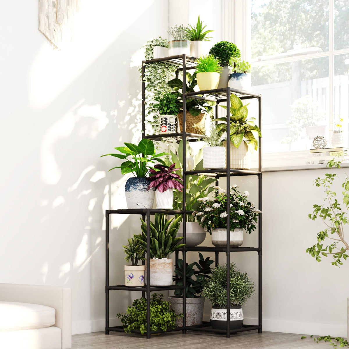Bamworld Black Plant Stand 54.7 inches tall front view