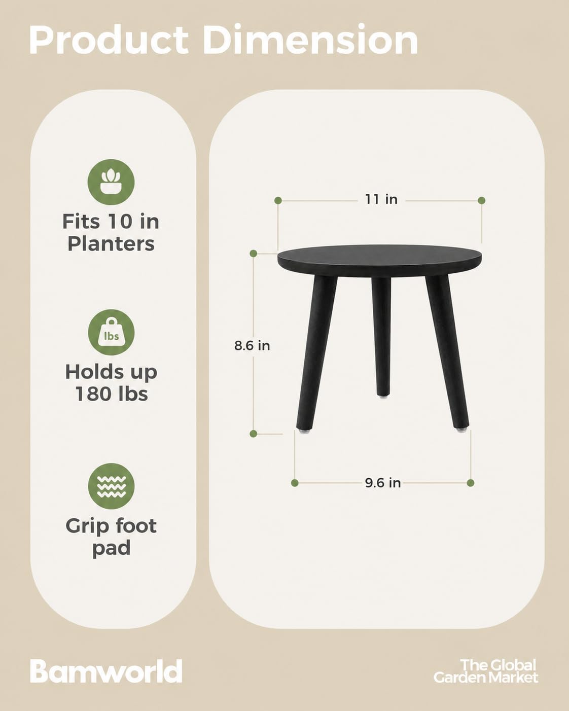 Bamworld Black Plant Stand with decorative items on it