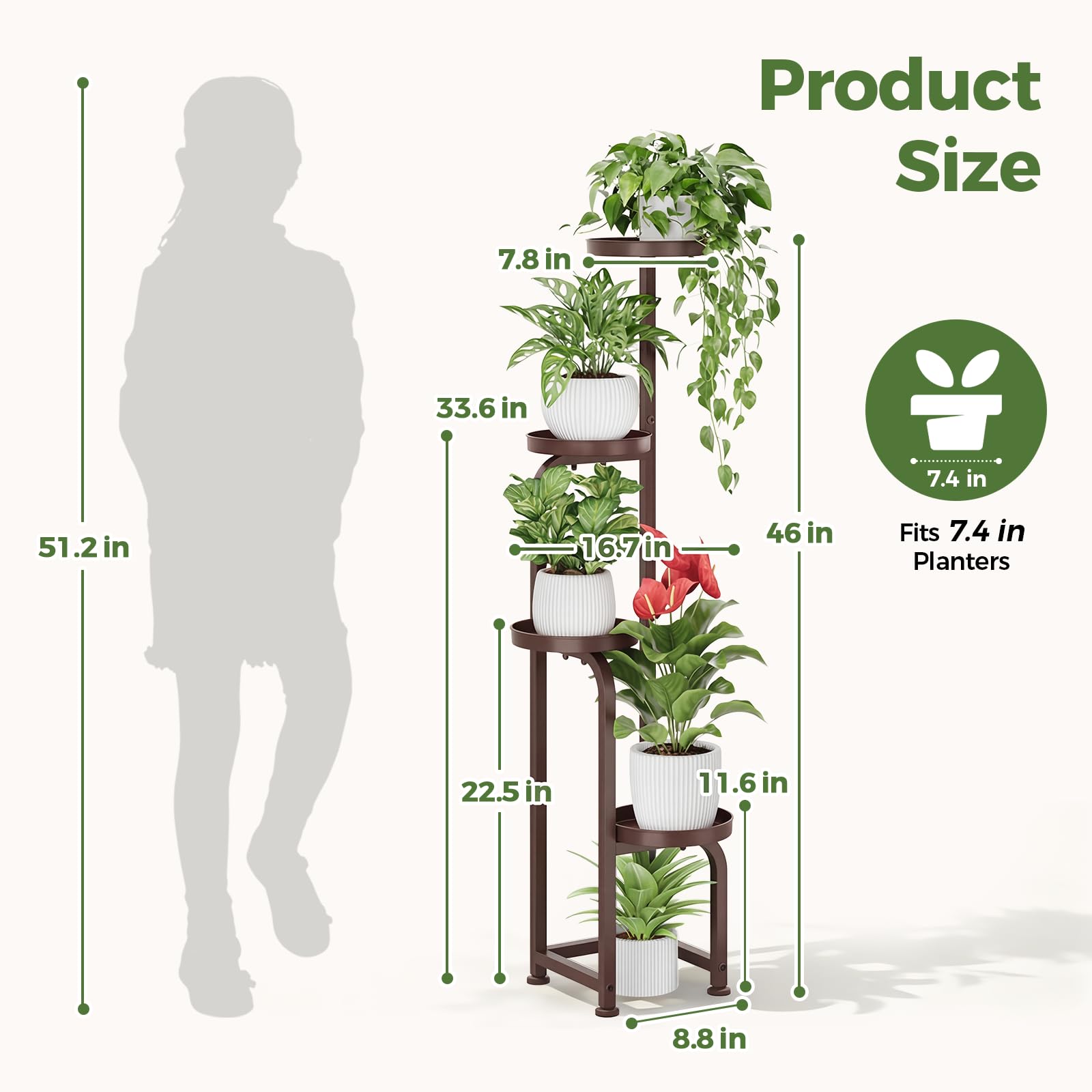 Bamworld Corner Plant Stand assembled with plants outdoors