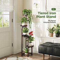 Bamworld Corner Plant Stand in a living room setting